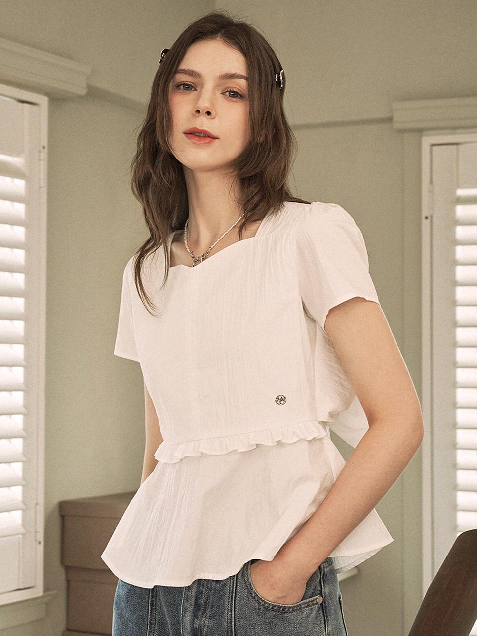 MICANE lilac back strap frill blouse