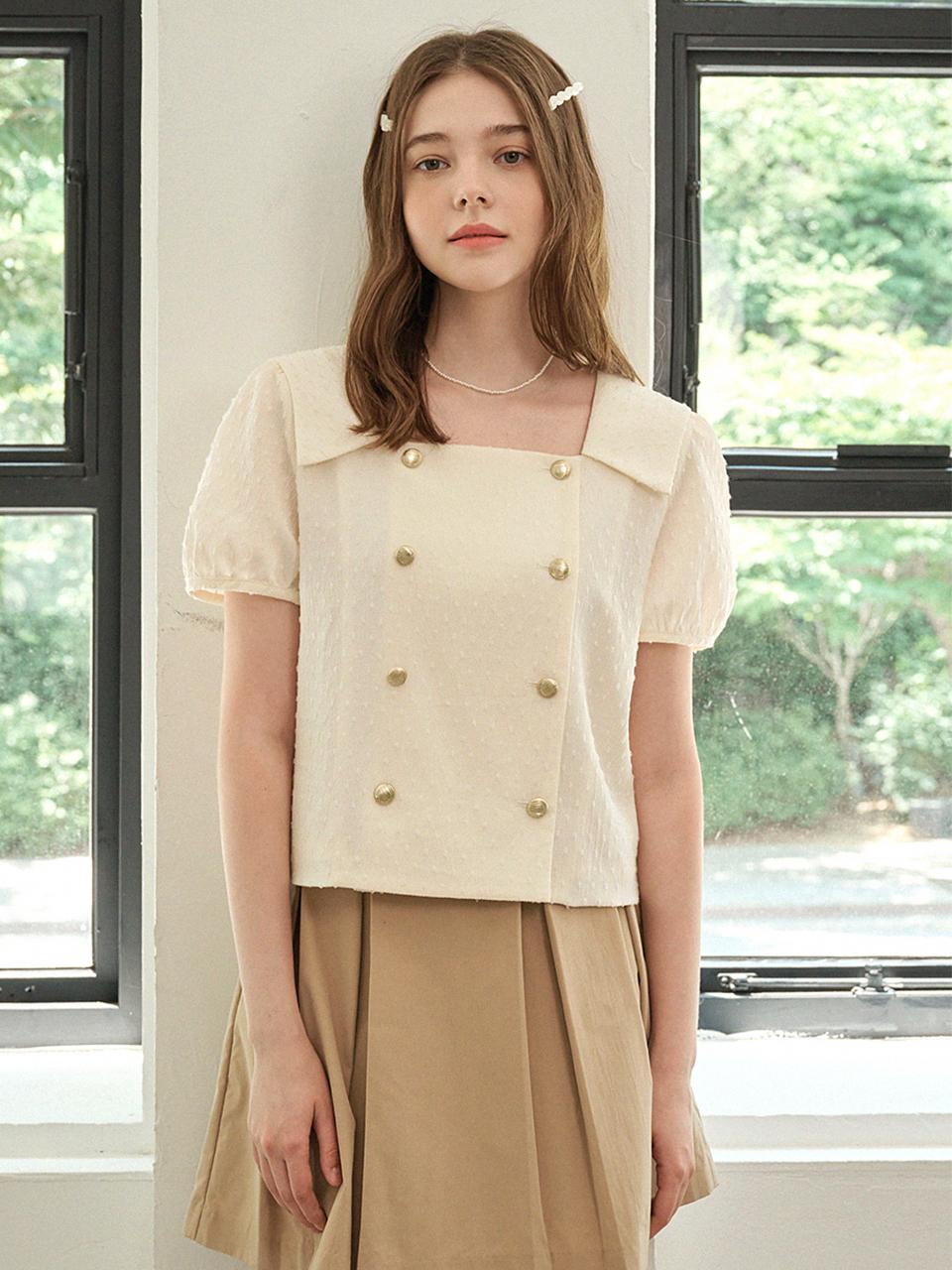 MICANE Lotus Double Button Sailor Collar Blouse