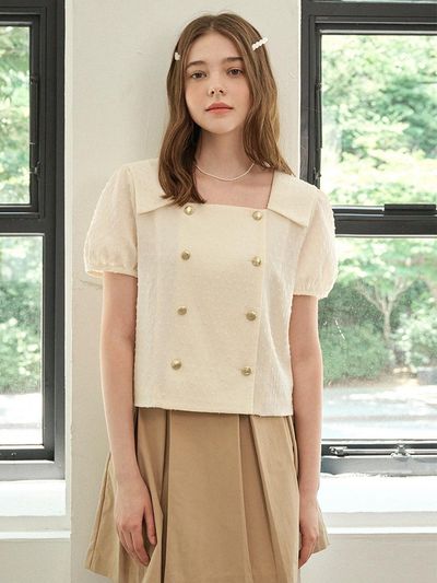 MICANE Lotus Double Button Sailor Collar Blouse