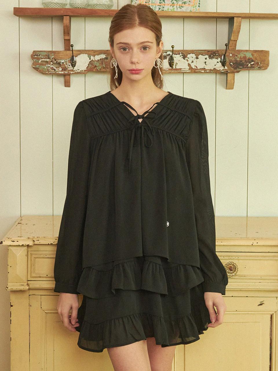 MICANE Love Line V-Neck Frill Mini Dress