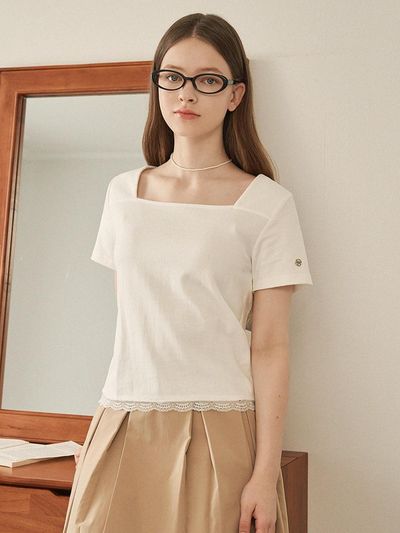 MICANE Merry Square Neck Back Strap T-shirt