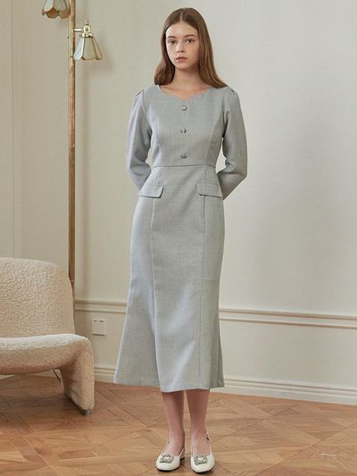 MICANE Opulence Mermaid Long Dress Sky Blue