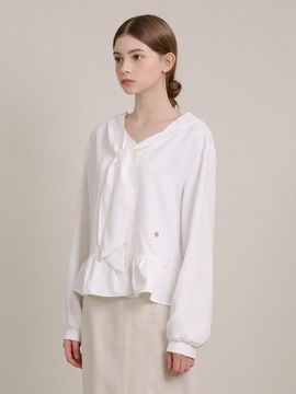 MICANE Polyester Frill Tie Blouse