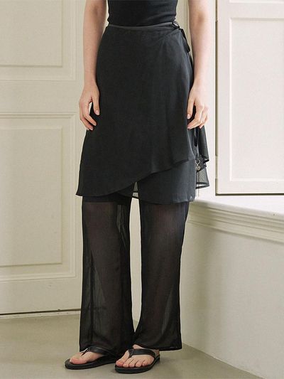 MICANE Portullacca Chiffon Pants-Wrap Skirt Set