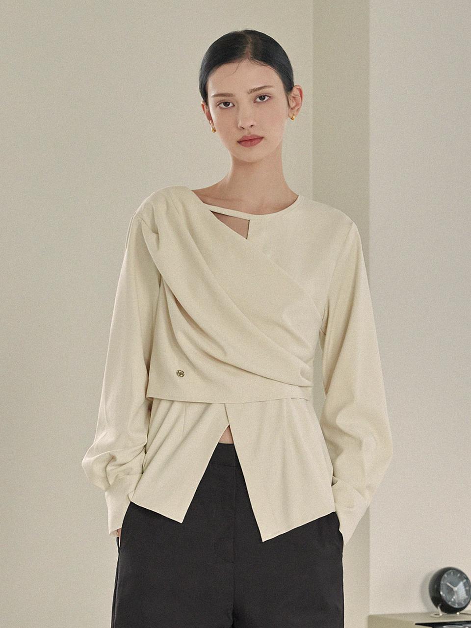 MICANE poshili neck accentuated wrap blouse
