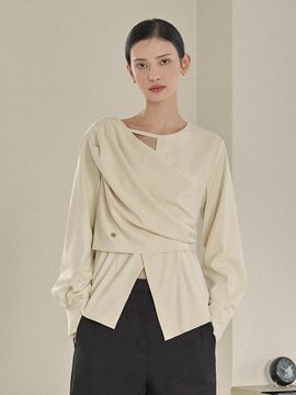MICANE poshili neck accentuated wrap blouse