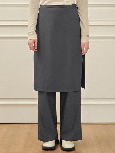 MICANE Ritzy Wrap Skirt Layered Slacks