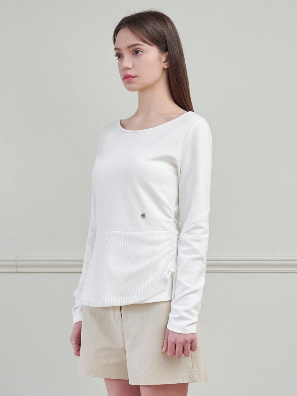 MICANE Shirring Layered Long Sleeve T-shirt