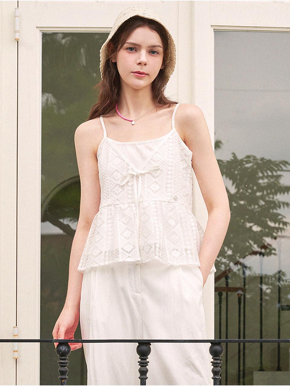 MICANE Stock lace bustier-wide pants setup