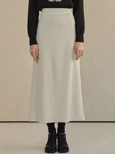 MICANE Sweetpea Wrinkle Maxi Skirt_Cream