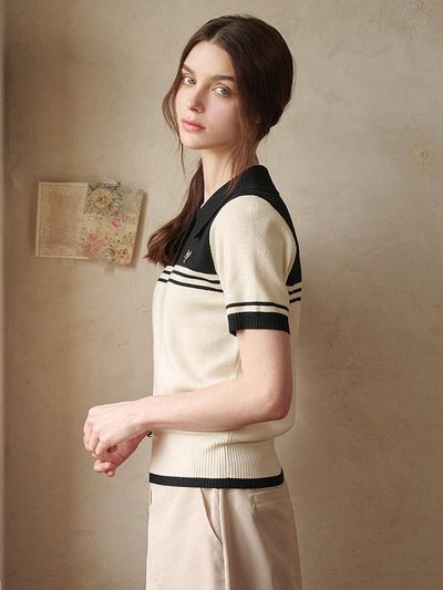 MICANE Trove Stripe Collar Knit