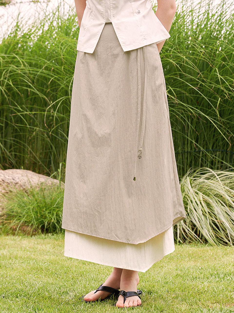MICANE Unbalanced Strap Long Skirt