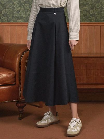 MICANE Urbanity Pin Tuck Maxi Skirt_Navy