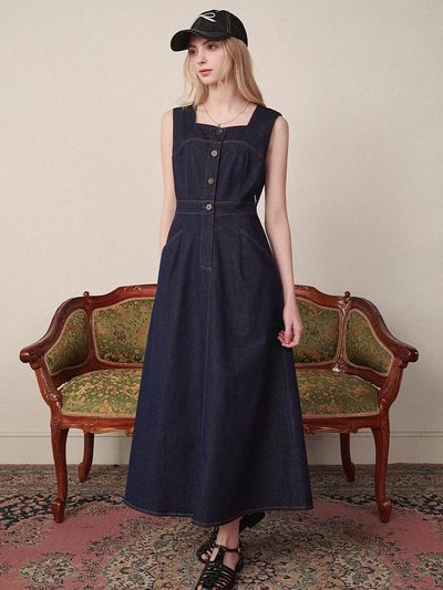 MICANE Verbena Denim Long Sleeveless Dress