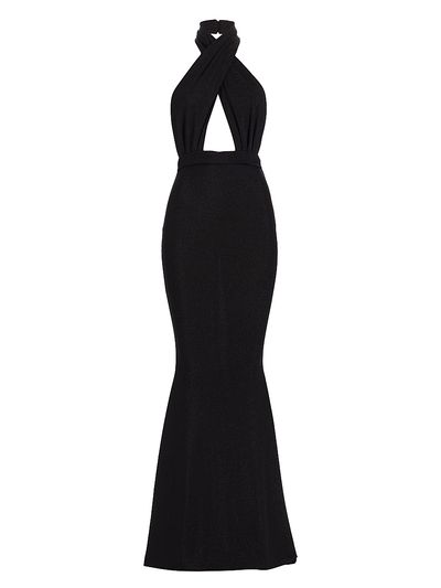 Michael Costello Collection Women's Kyle Speckled Halter Mermaid Gown