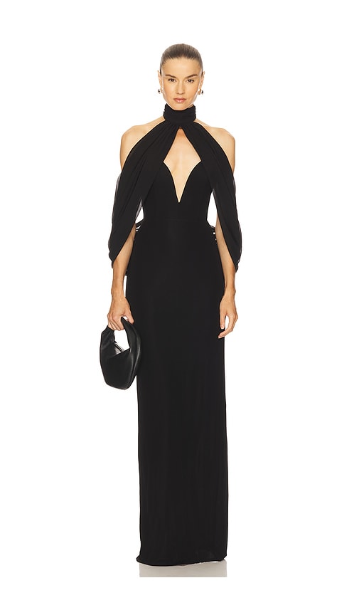 michael costello revolve black dress MICHAEL COSTELLO x REVOLVE Size XXS Black Polyester Spandex Sheer Gown Dress   Sui Generis Designer Consignment