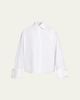 Michael Kors Collection Crystal-Cufflink Frayed Cotton Button-Down Shirt - 1