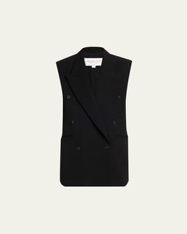 Michael Kors Collection Double-Breasted Wool Gabardine Vest