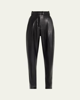 Michael Kors Collection Dru Pleated Tapered Faux Leather Pants
