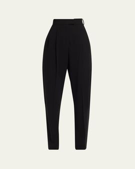 Michael Kors Collection Dru Pleated Tapered Wool Trousers
