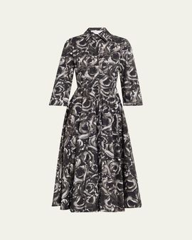 Michael Kors Collection Floral-Print Cotton Midi Shirtdress