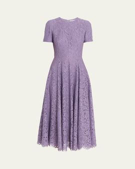 Michael Kors Collection Floral Lace A-Line Midi Dress
