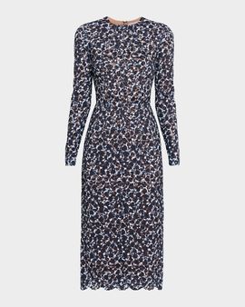 Michael Kors Collection Long-Sleeve Lace Midi Sheath Dress