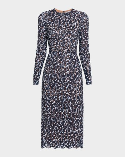 Michael Kors Collection Long-Sleeve Lace Midi Sheath Dress