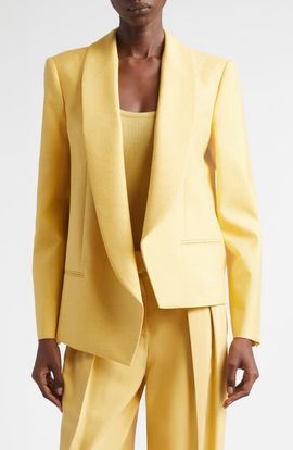 Michael Kors Collection Michael Kors Collection Asymmetric Open Front Silk Canvas Blazer