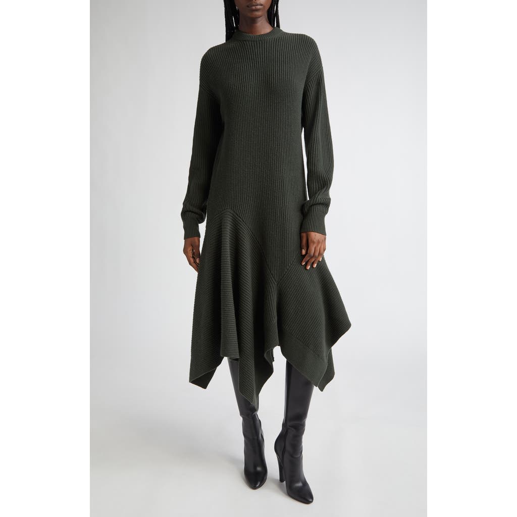 Michael Kors Collection Michael Kors Collection Handkerchief Hem Long Sleeve Cashmere Rib Sweater Dress