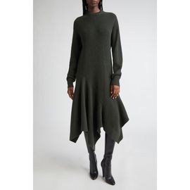 Michael Kors Collection Michael Kors Collection Handkerchief Hem Long Sleeve Cashmere Rib Sweater Dress