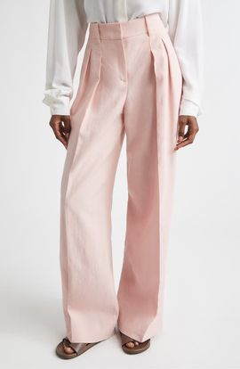 Michael Kors Collection Michael Kors Collection Pleated Linen Wide Leg Pants