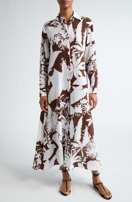 Michael Kors Collection Michael Kors Collection Shadow Floral Print Long Sleeve Silk Crêpe de Chine Shirtdress