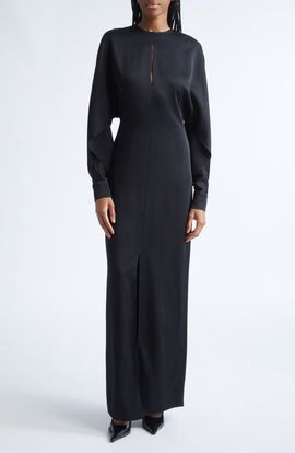 Michael Kors Collection Michael Kors Collection Split Long Sleeve Satin Gown