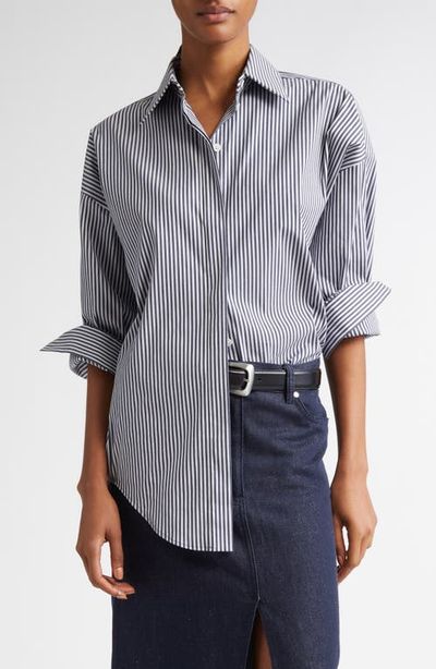 Michael Kors Collection Michael Kors Collection Wedge Oversize Pinstripe Button-Up Shirt