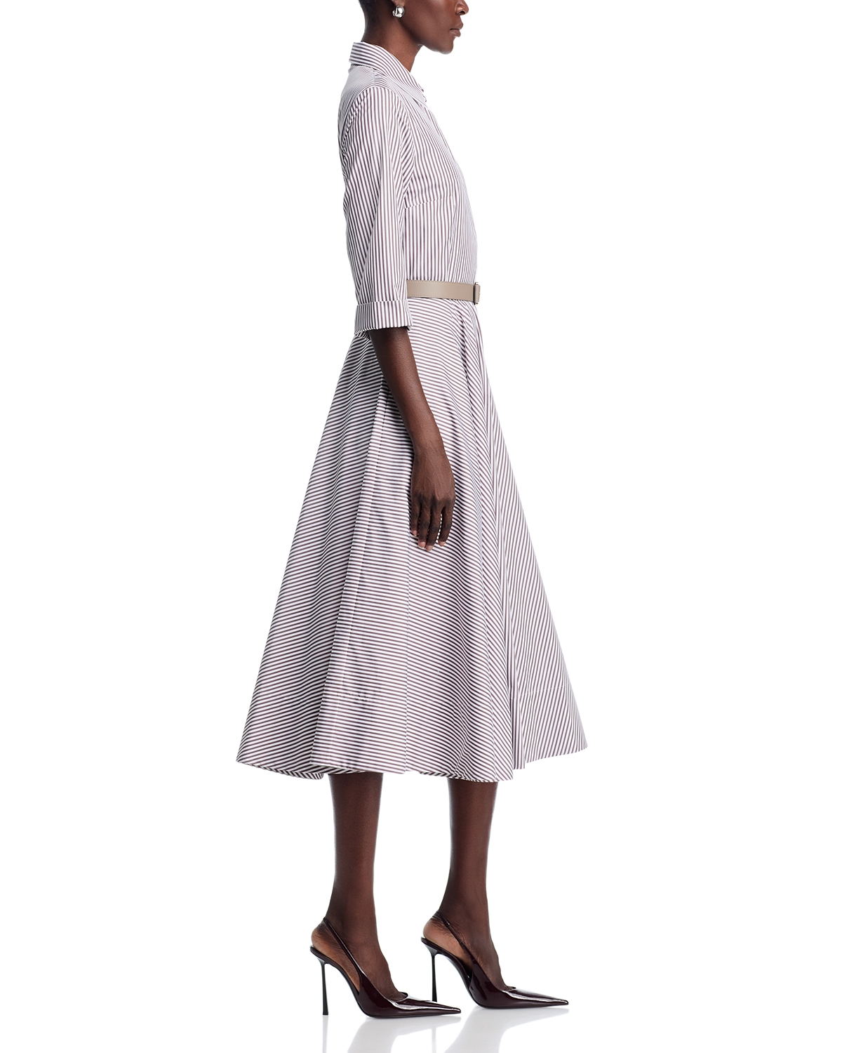 michael kors white shirt dress Michael Kors Collection Women's Woven Poplin Shirt Dress With Belt - Brown - Size 8