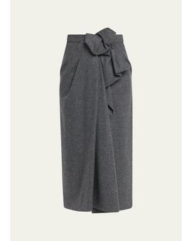 Michael Kors Collection Origami Draped Wool Midi Skirt