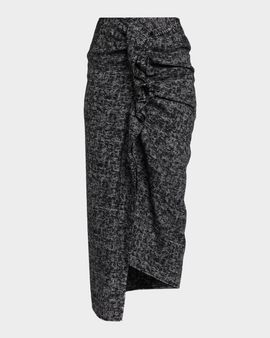 Michael Kors Collection Pareo Frayed Plaid Wool Midi Skirt
