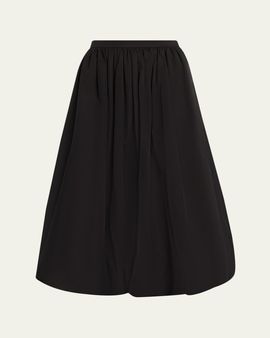 Michael Kors Collection Ruched Cotton Bubble Midi Skirt