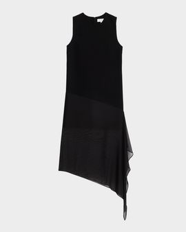 Michael Kors Collection Sleeveless Wool Crepe Sheer Midi Dress