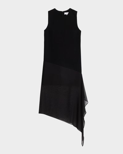 Michael Kors Collection Sleeveless Wool Crepe Sheer Midi Dress