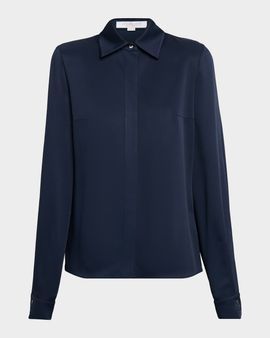 Michael Kors Collection Split-Sleeve Satin Shirt