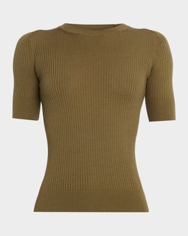 Michael Kors Collection Superfine Merino Short-Sleeved Knit Top