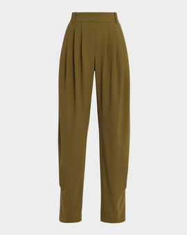 Michael Kors Collection Tissue Wool Pleated Barrel-Leg Pants