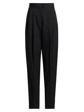 Michael Kors Collection Women's Dru Pinstriped Virgin Wool-Blend Tapered Pants