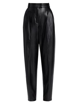 Michael Kors Collection Women's Dru Pleated Faux-Leather Tapered Pants