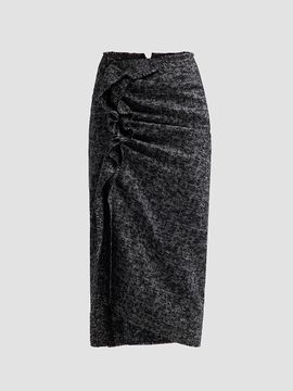 Michael Kors Collection Women's Pareo Frayed Virgin Wool Midi Skirt