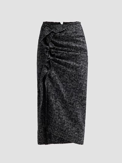 Michael Kors Collection Women's Pareo Frayed Virgin Wool Midi Skirt