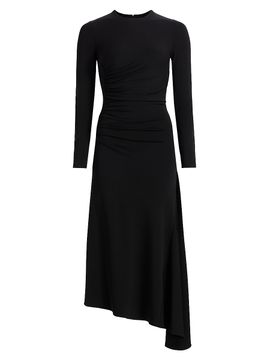 Michael Kors Collection Women's Ruched Jersey Asymmetric Midi-Dress