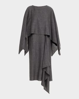 Michael Kors Collection Wool-Silk Layered Caftan Midi Dress